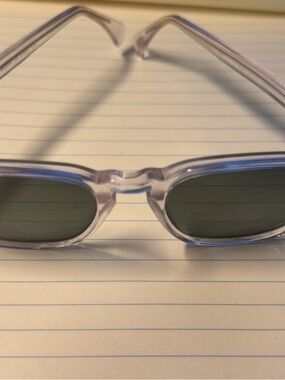 Polar Clear Frame Sunglasses with Green Tint. SEE Brand made in Italy